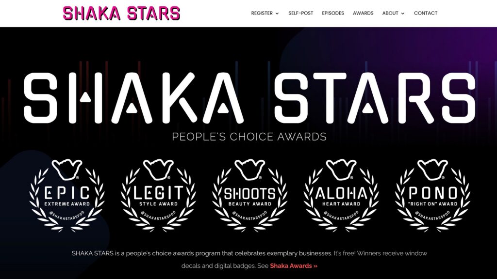 Shaka Stars Website screen capture